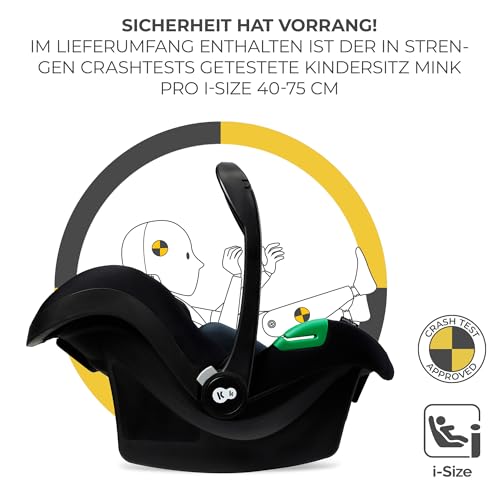 Kinderkraft ESME 3-in-1 Pushchair Set, Combination Pram, Baby Seat I-Size 40-75 cm, Up to 22 kg, Folding, Reclining Position, Beige