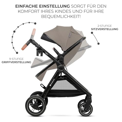 Kinderkraft ESME 3-in-1 Pushchair Set, Combination Pram, Baby Seat I-Size 40-75 cm, Up to 22 kg, Folding, Reclining Position, Beige
