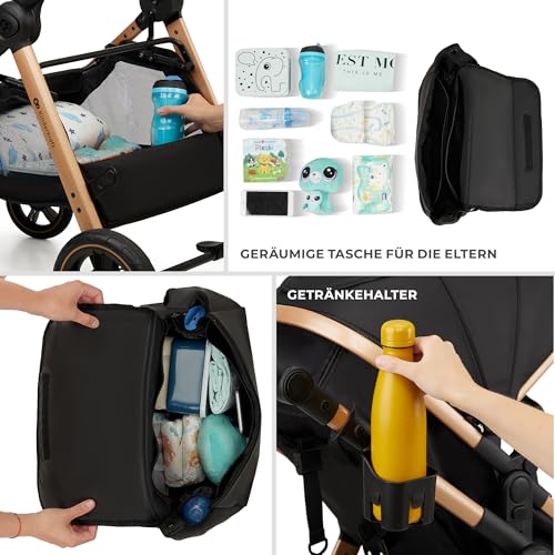 Kinderkraft ESME 3-in-1 Pushchair Set, Combination Pram, Baby Seat I-Size 40-75 cm, Up to 22 kg, Folding, Reclining Position, Beige