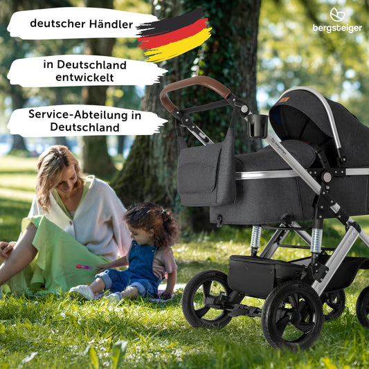 Bergsteiger Nizza 3 in 1 Kinderwagen, Kombikinderwagen Set, Babywanne & Buggy, Isofix Optional